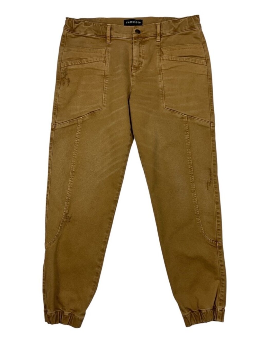 Retrofete Myla Pants 29 Cappucino Tan jogger Mid Rise Organic Cotton